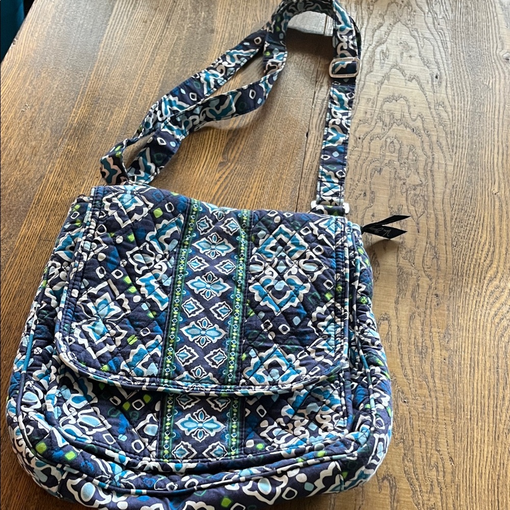 Vera Bradley Navy and Teal Patterned Crossbody Bag